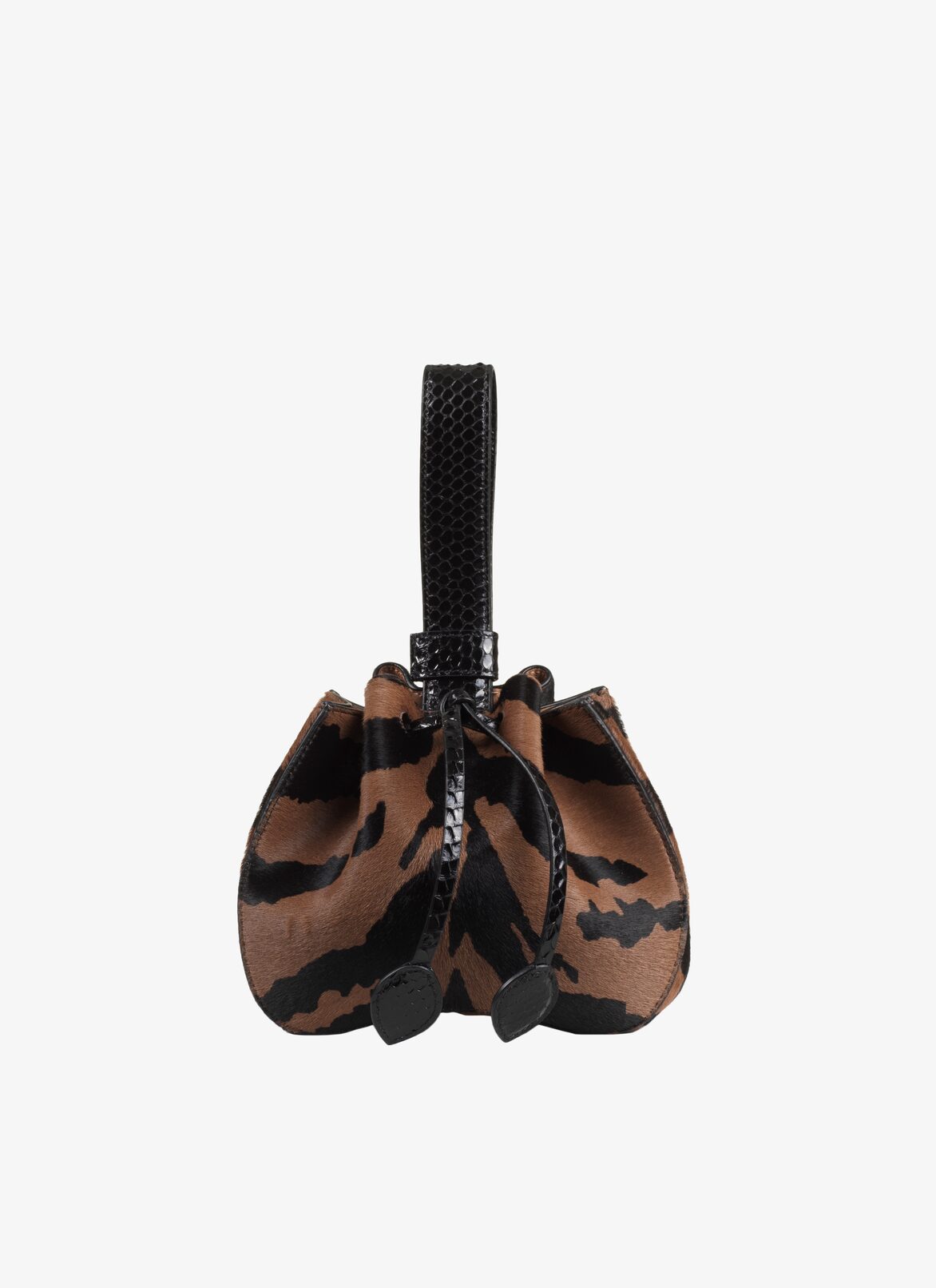 MARIE PINK IMP. POULAIN ZEBRA+ELAPHE BROWN/BLACK ALAÏA BROWN/BLACK  MARIE PINK IMP. POULAIN ZEBRA+ELAPHE BROWN/BLACK